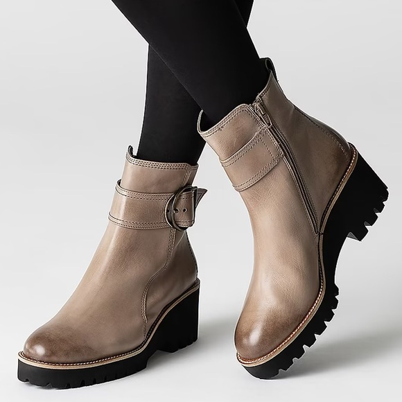Paul Green Shoes - PAUL GREEN Dynamic Ankle Buckle Boot LUG PLATFORM MOTO Tan 8.5